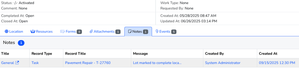 Mavtrek screenshot for Adding a Note