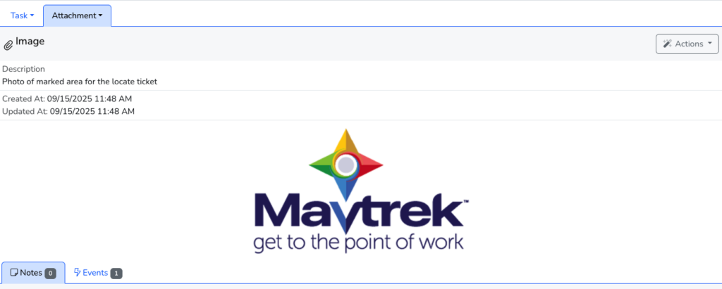 Mavtrek screenshot for Adding an Attachment