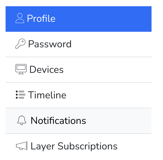 Mavtrek screenshot for My Settings